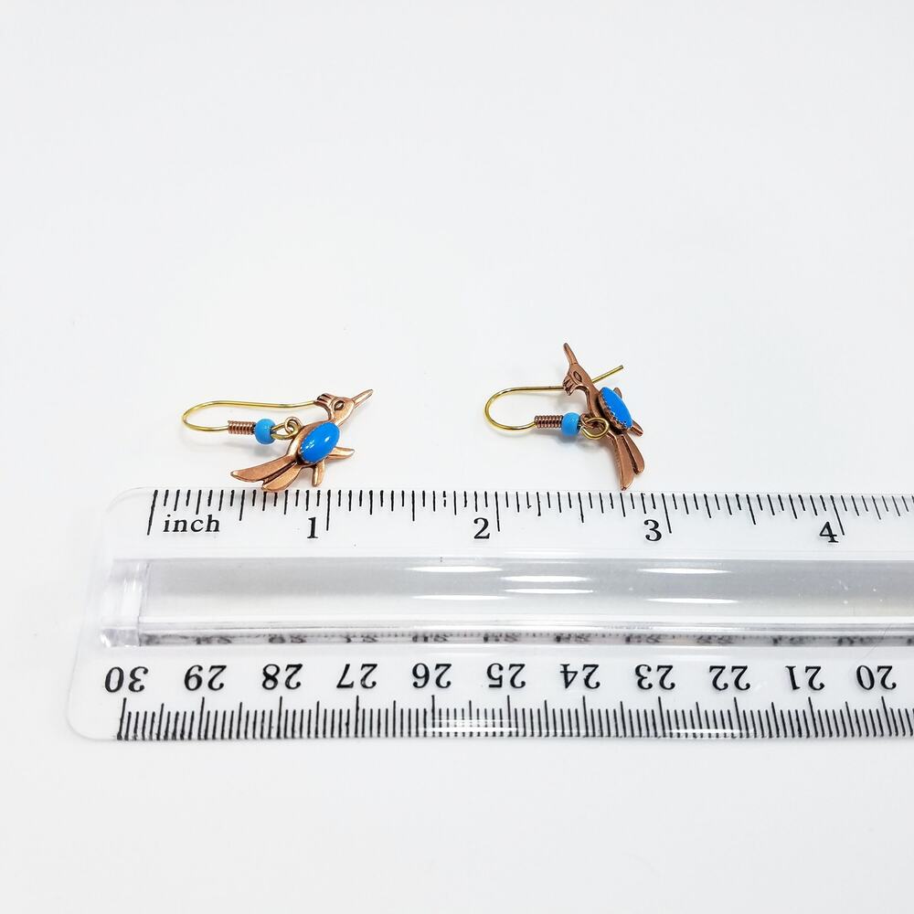 Vintage Roadrunner Solid Copper Earrings, Bells T… - image 5